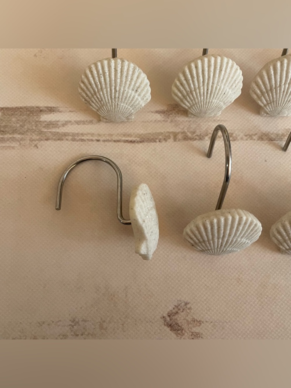 Seashell Shower Curtain Hooks Set of 12 in White - Picture 3 of 4